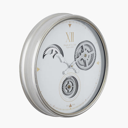 Cogs Industrial wall Clock White
