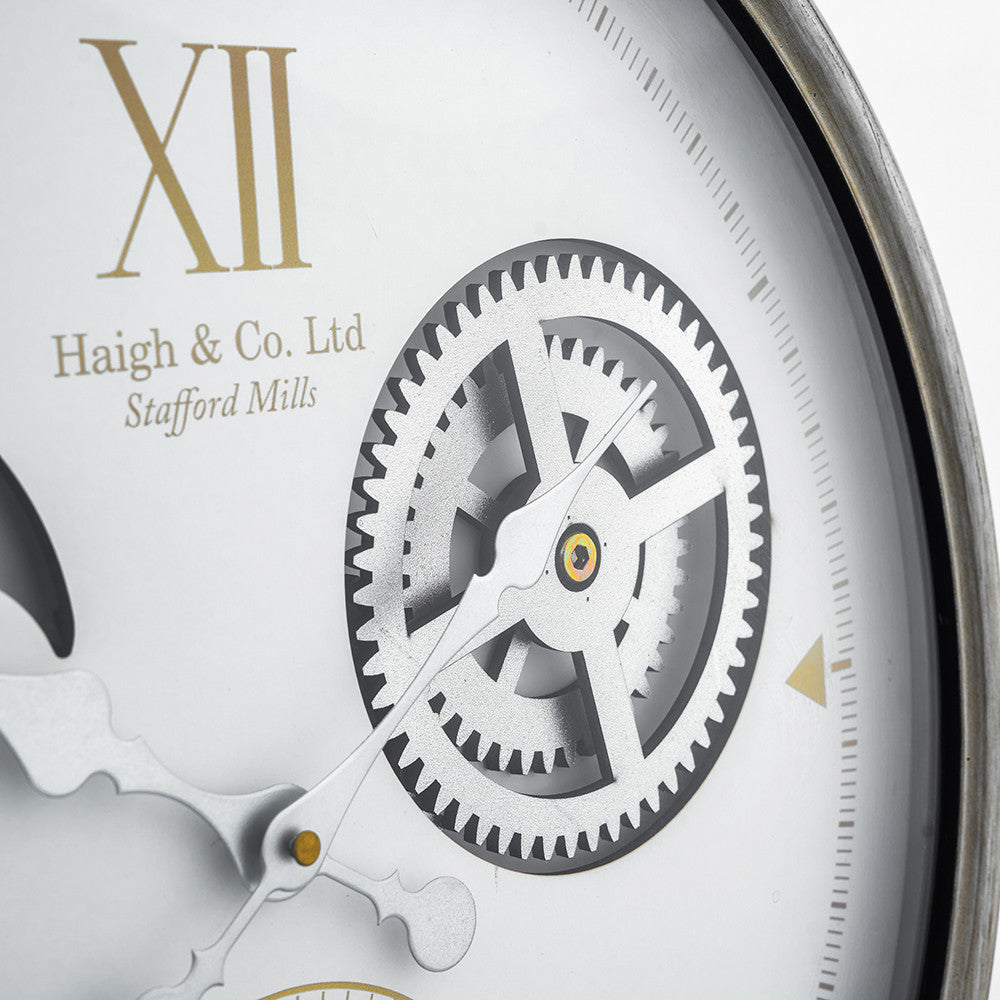 Cogs Industrial wall Clock White
