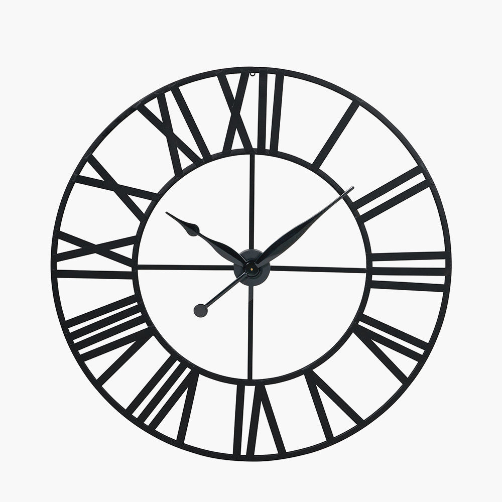 Round Large Black Metal Wall Clock