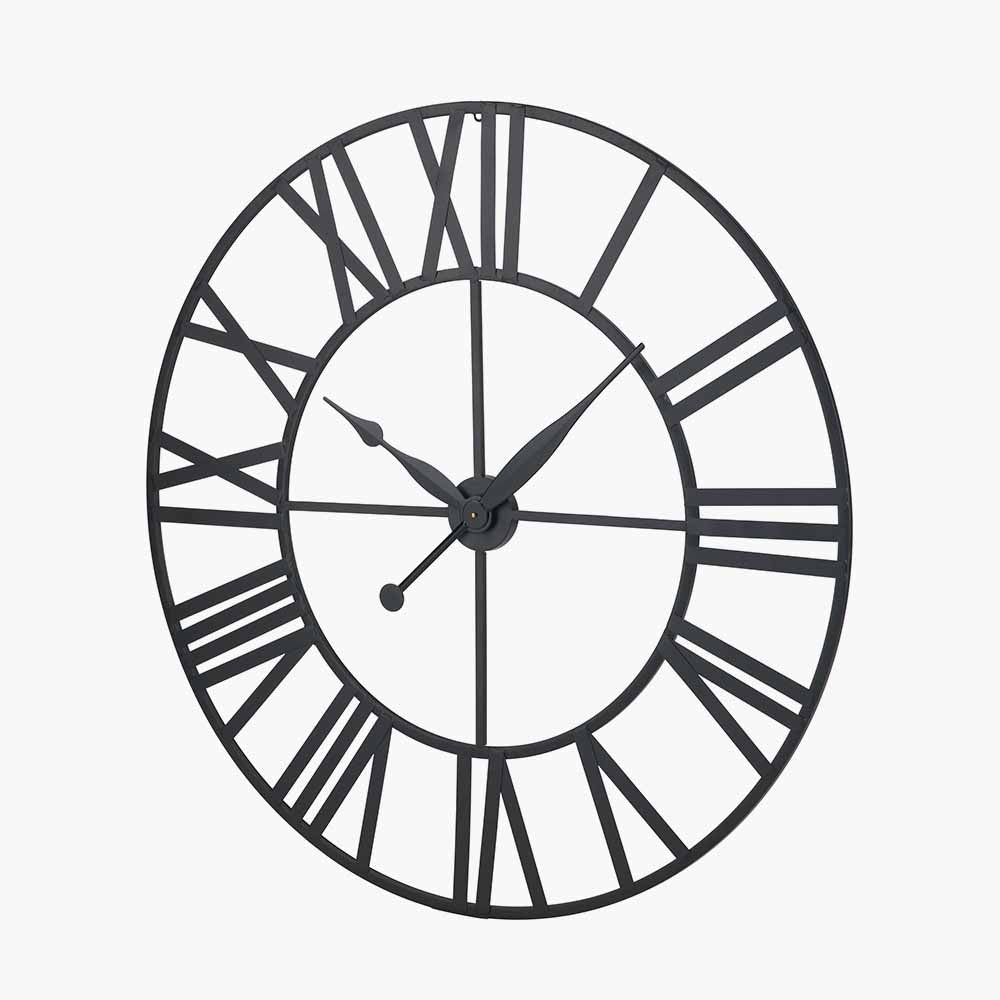 Round Large Black Metal Wall Clock