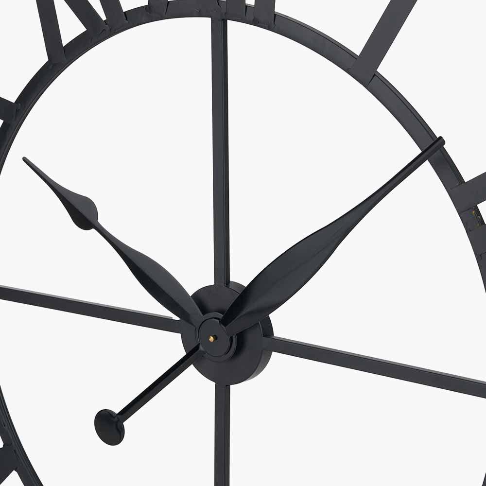 Round Large Black Metal Wall Clock