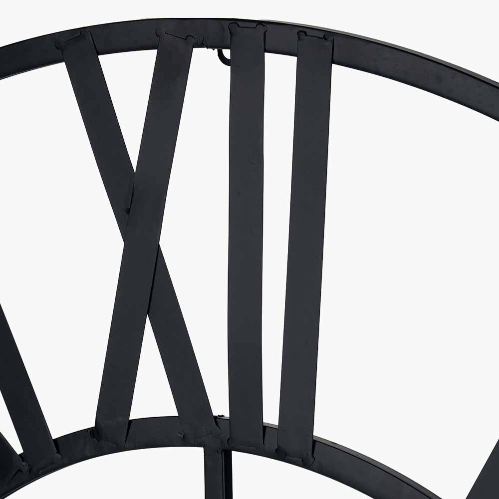 Round Large Black Metal Wall Clock