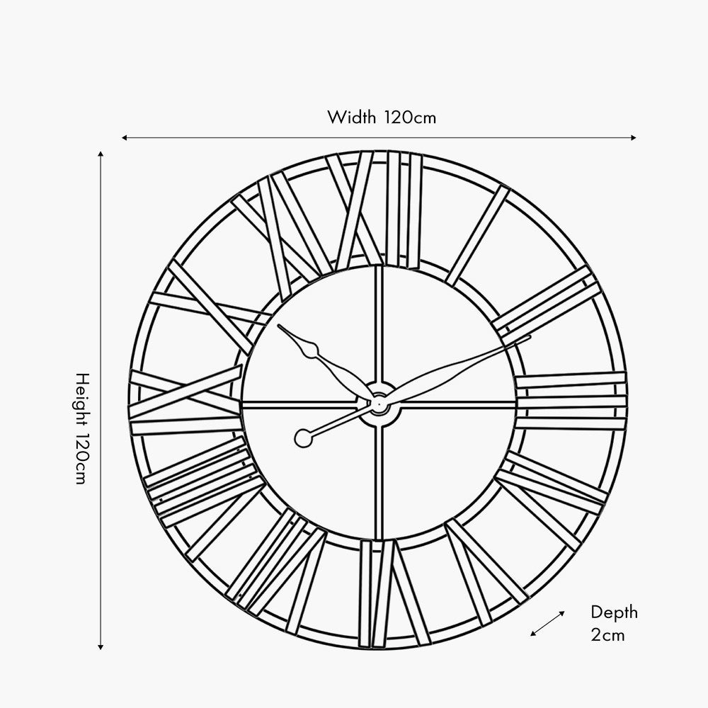 Round Large Black Metal Wall Clock