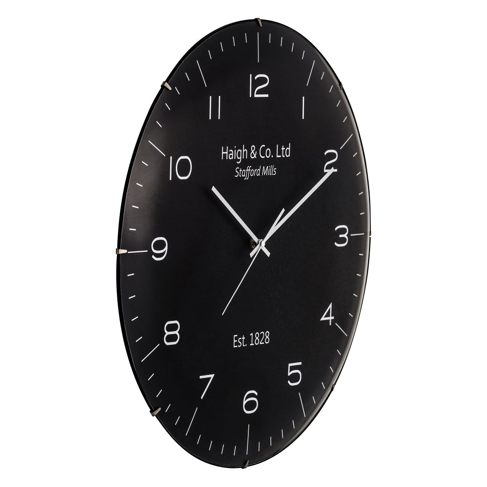Black and Silver Dome Glass Wall Clock