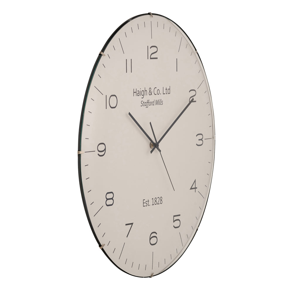 Cream and Black Dome Glass Wall Clock