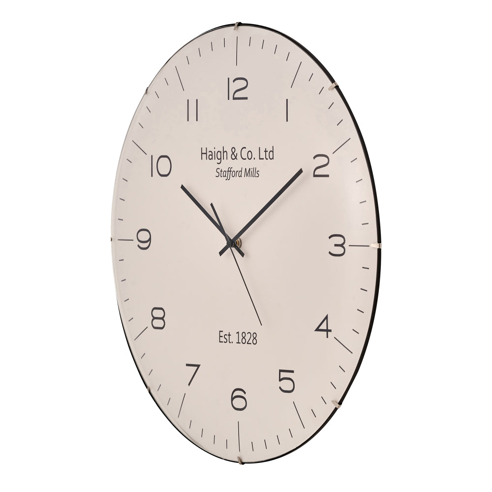 Cream and Black Dome Glass Wall Clock