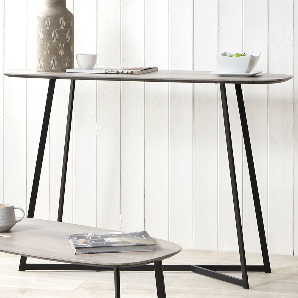 Ukiah Grey Oak & Black Console Table