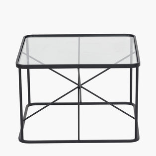 Roxy Glass & Black Metal Coffee Table