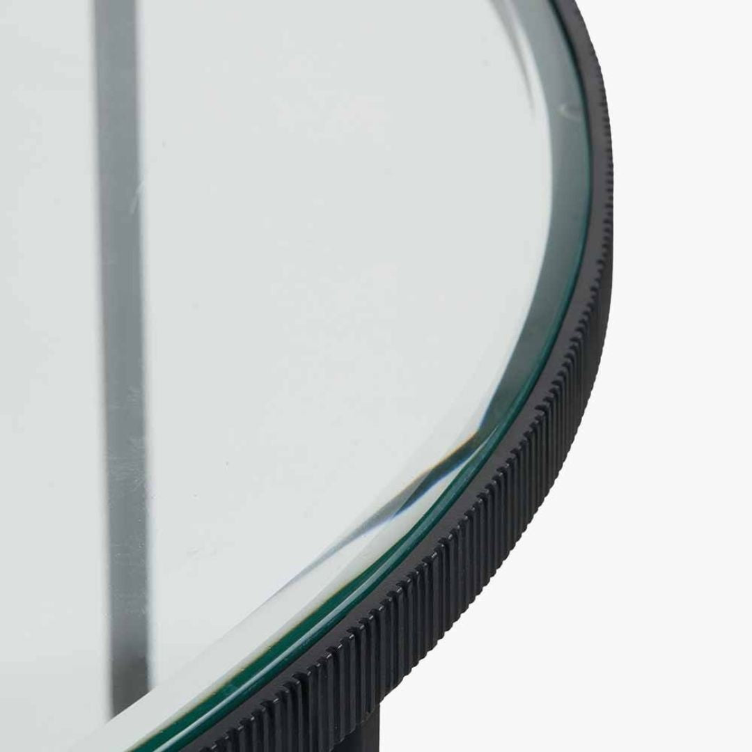 Marazzi Black & Glass Half Moon Console Table