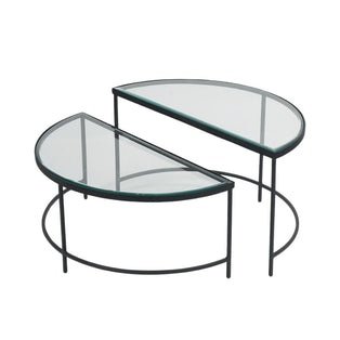 Marazzi Black & Glass Duo Half Moon Coffee Tables
