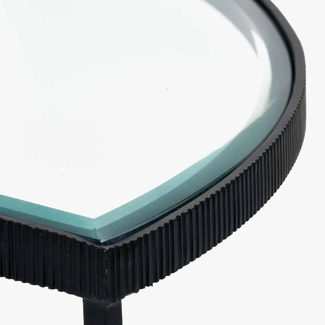 Marazzi Black & Glass Duo Half Moon Coffee Tables