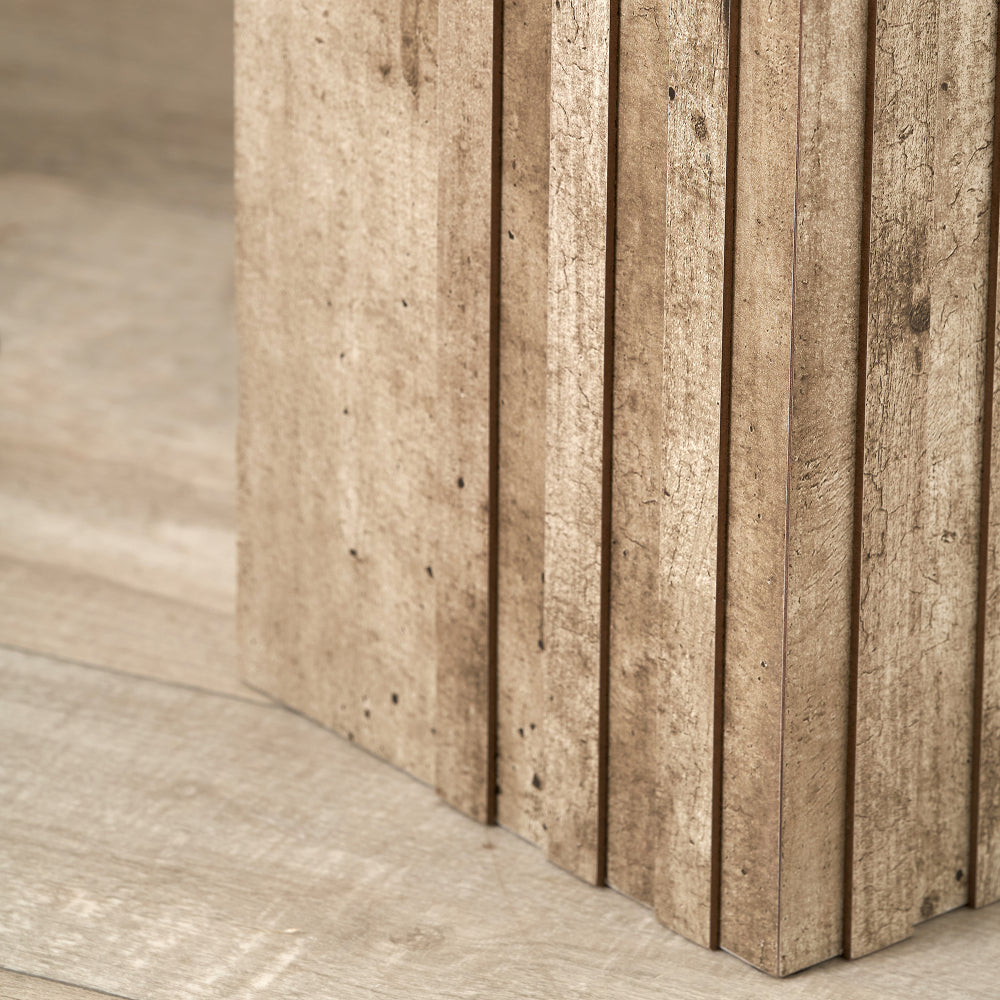 Elkton Wood Veneer Groove Detail Side Table