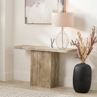 Elkton Wood Veneer Groove Detail Console Table
