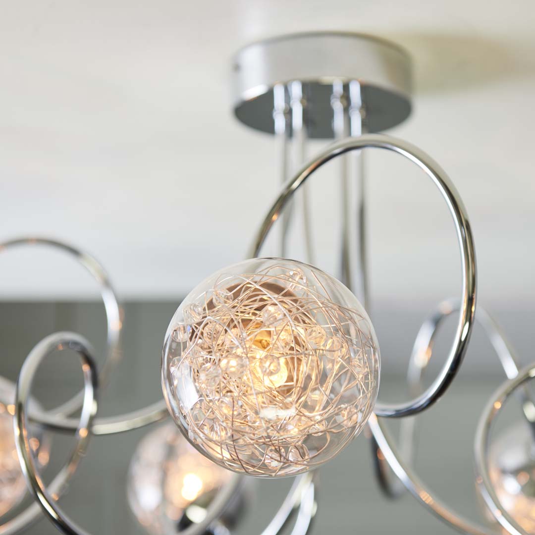 Auria 6 Light Semi Flush Ceiling Light