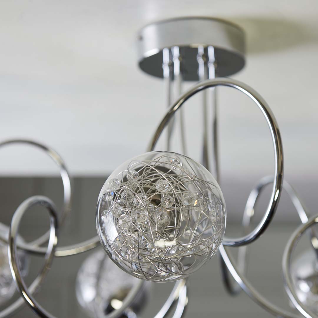 Auria 6 Light Semi Flush Ceiling Light