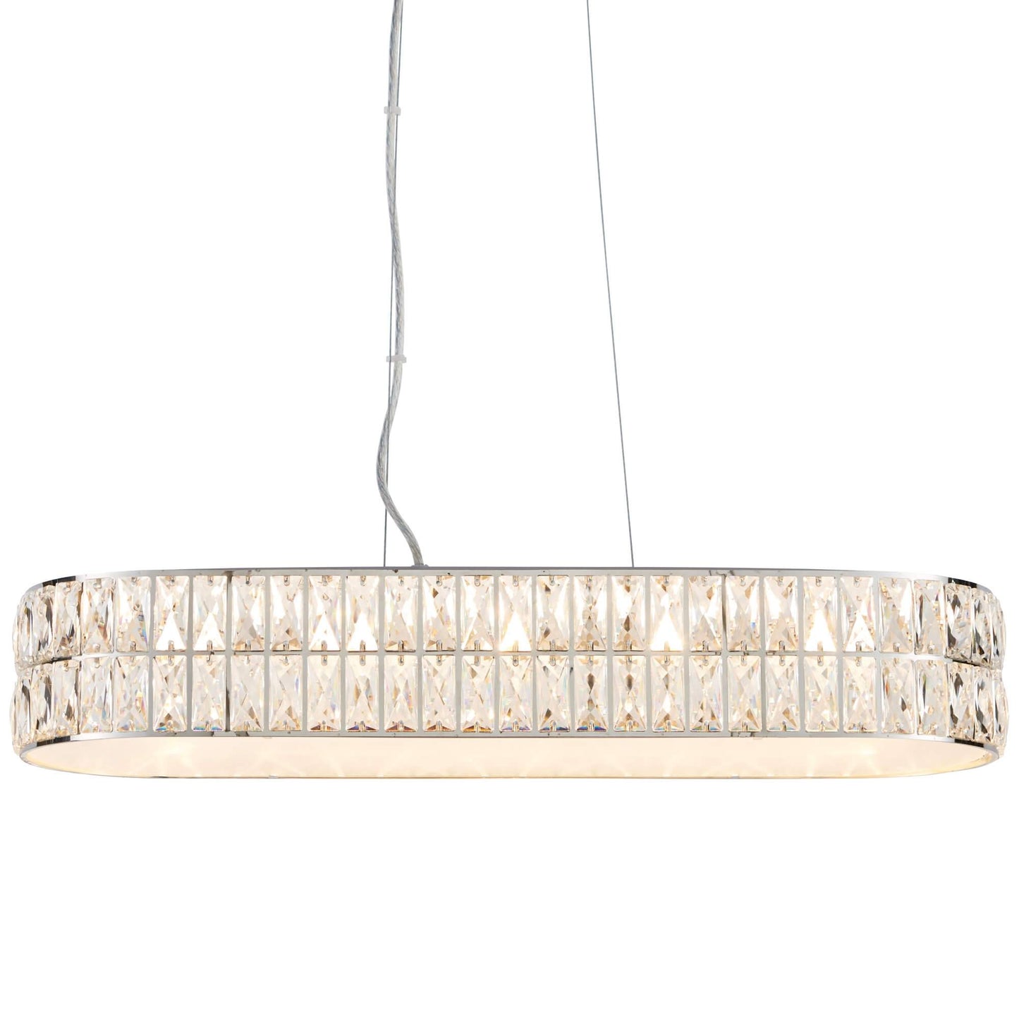Verina Polished Chrome & Crystal LED Linear Pendant Ceiling Light
