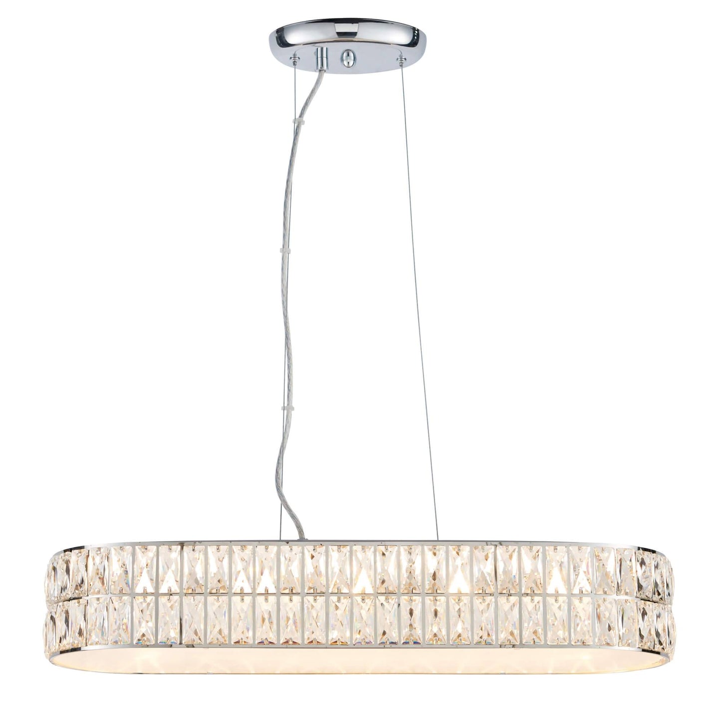 Verina Polished Chrome & Crystal LED Linear Pendant Ceiling Light