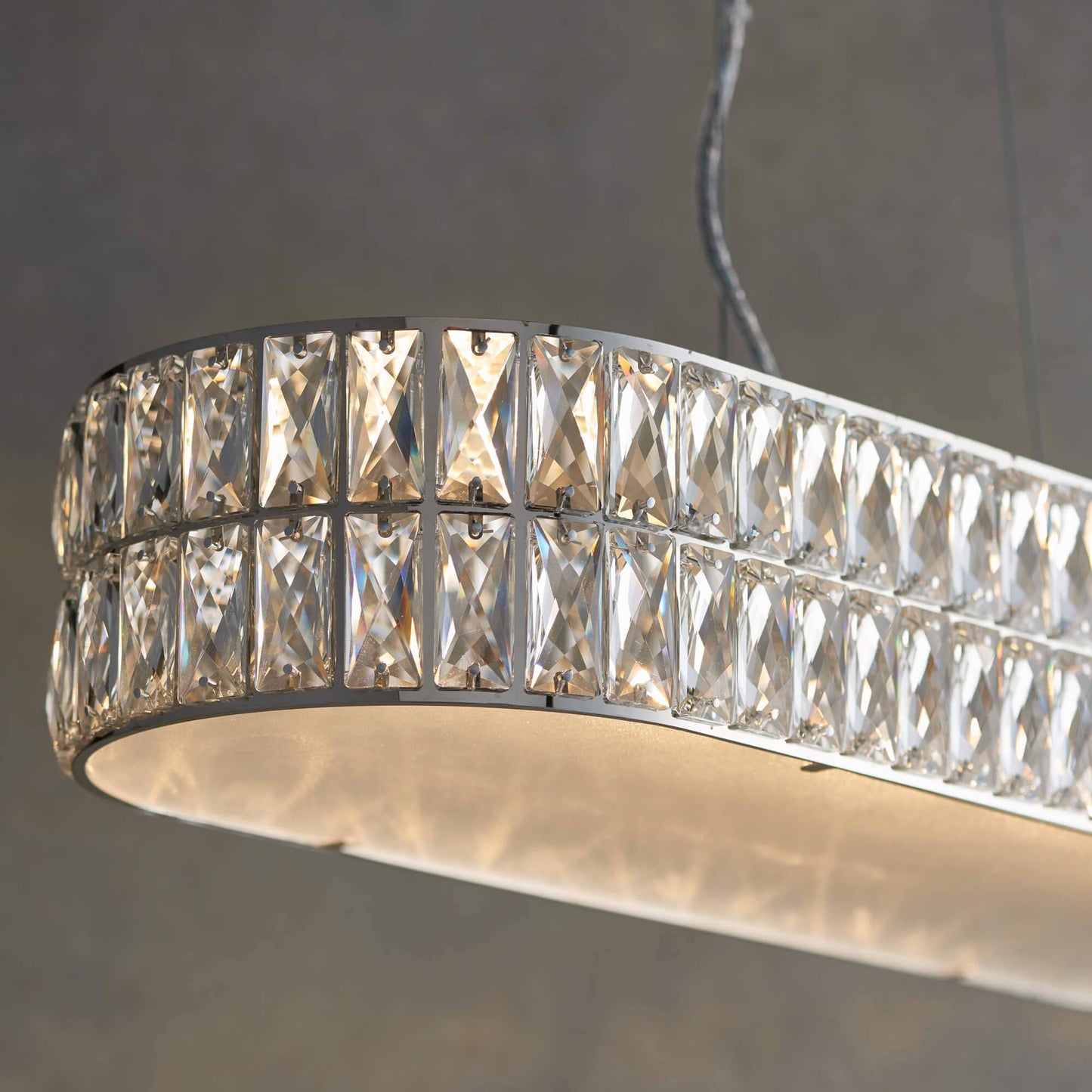 Verina Polished Chrome & Crystal LED Linear Pendant Ceiling Light