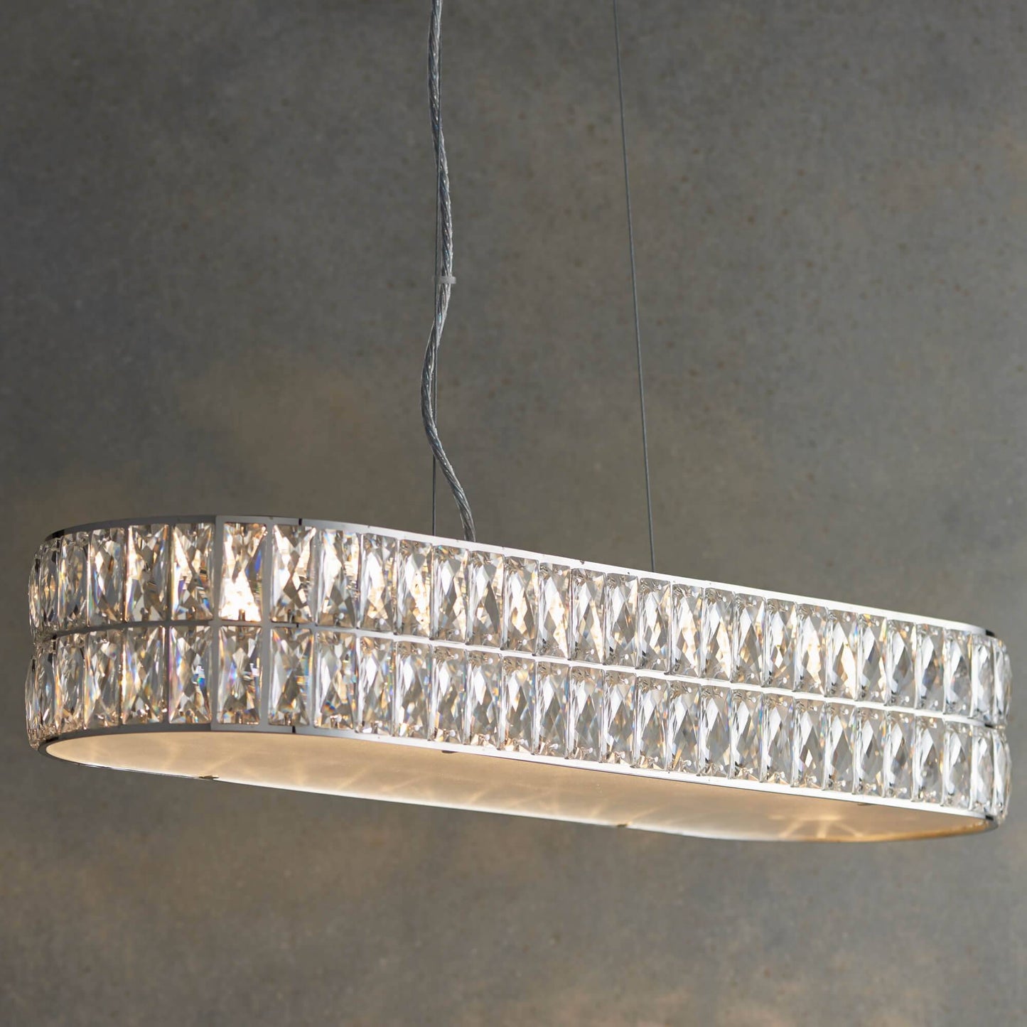 Verina Polished Chrome & Crystal LED Linear Pendant Ceiling Light