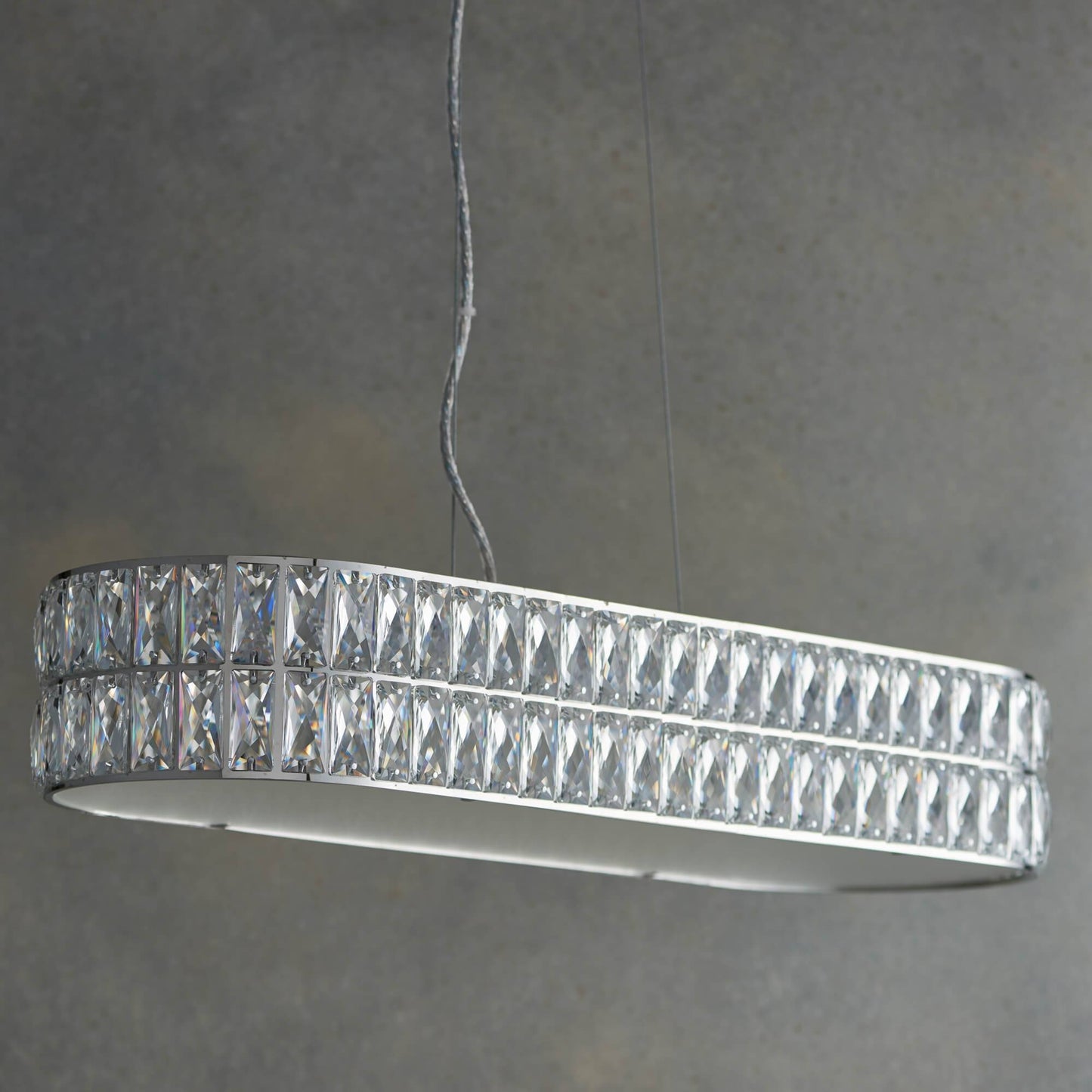 Verina Polished Chrome & Crystal LED Linear Pendant Ceiling Light