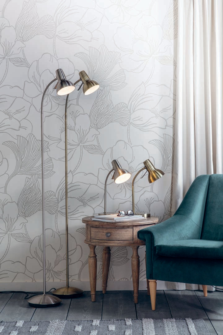 Amalfi Satin Nickel Task Floor Lamp