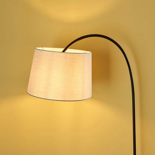 Carison Black Arc Floor Lamp with Grey Shade