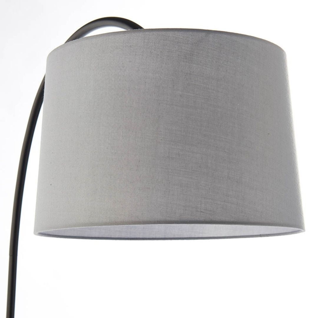 Carison Black Arc Floor Lamp with Grey Shade