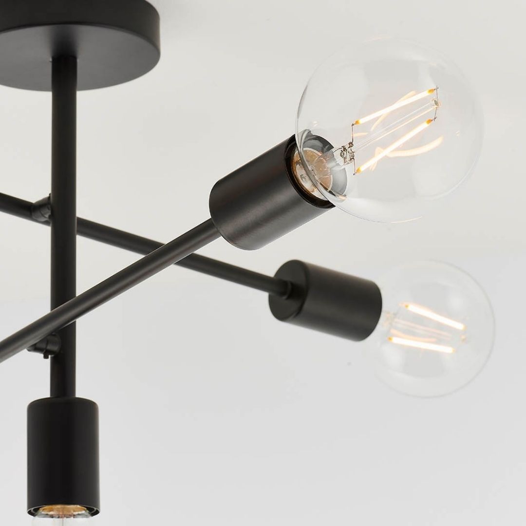 Studio 5 Light Semi Flush Black Ceiling Light