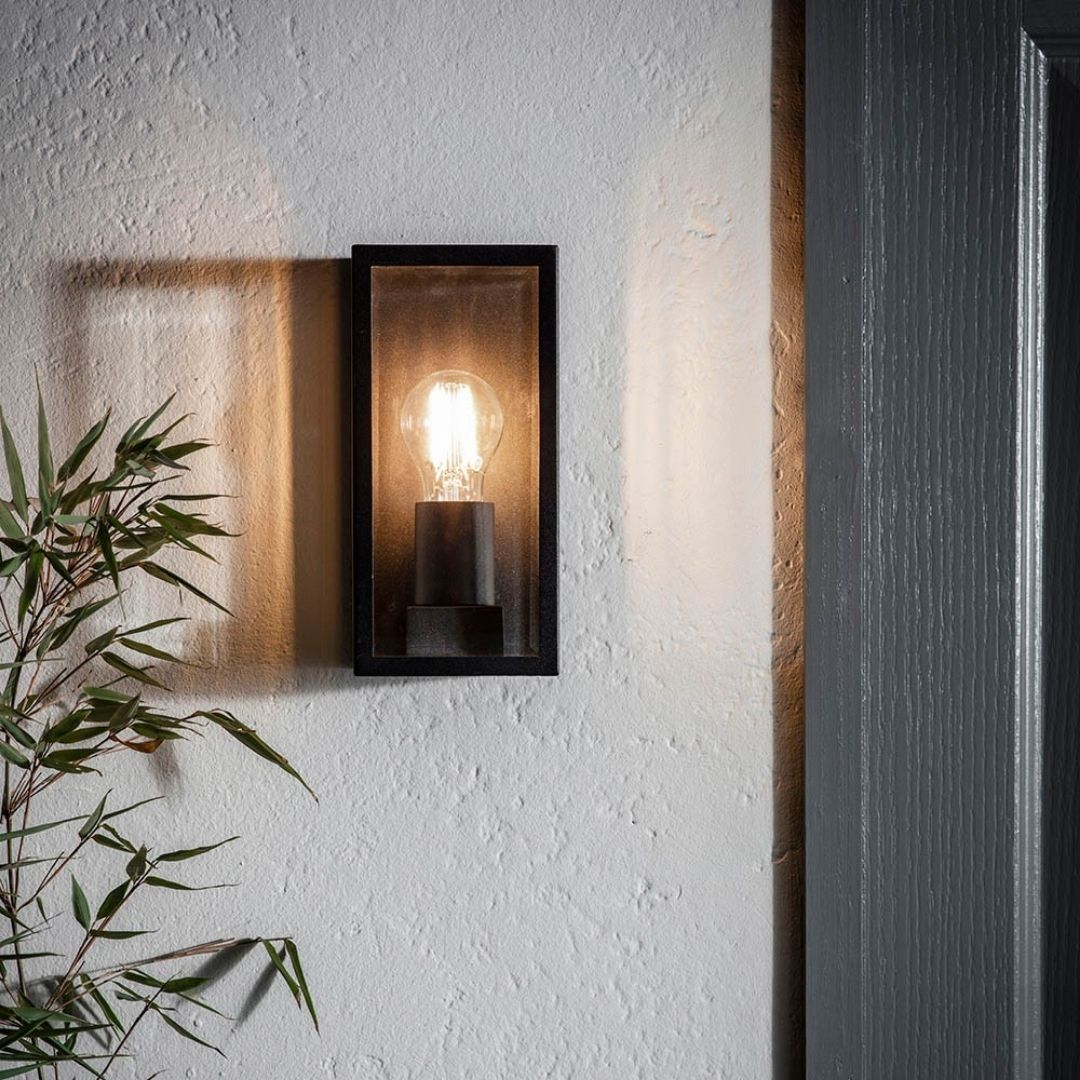 Oxford Matte Black & Glass Outdoor Wall Light