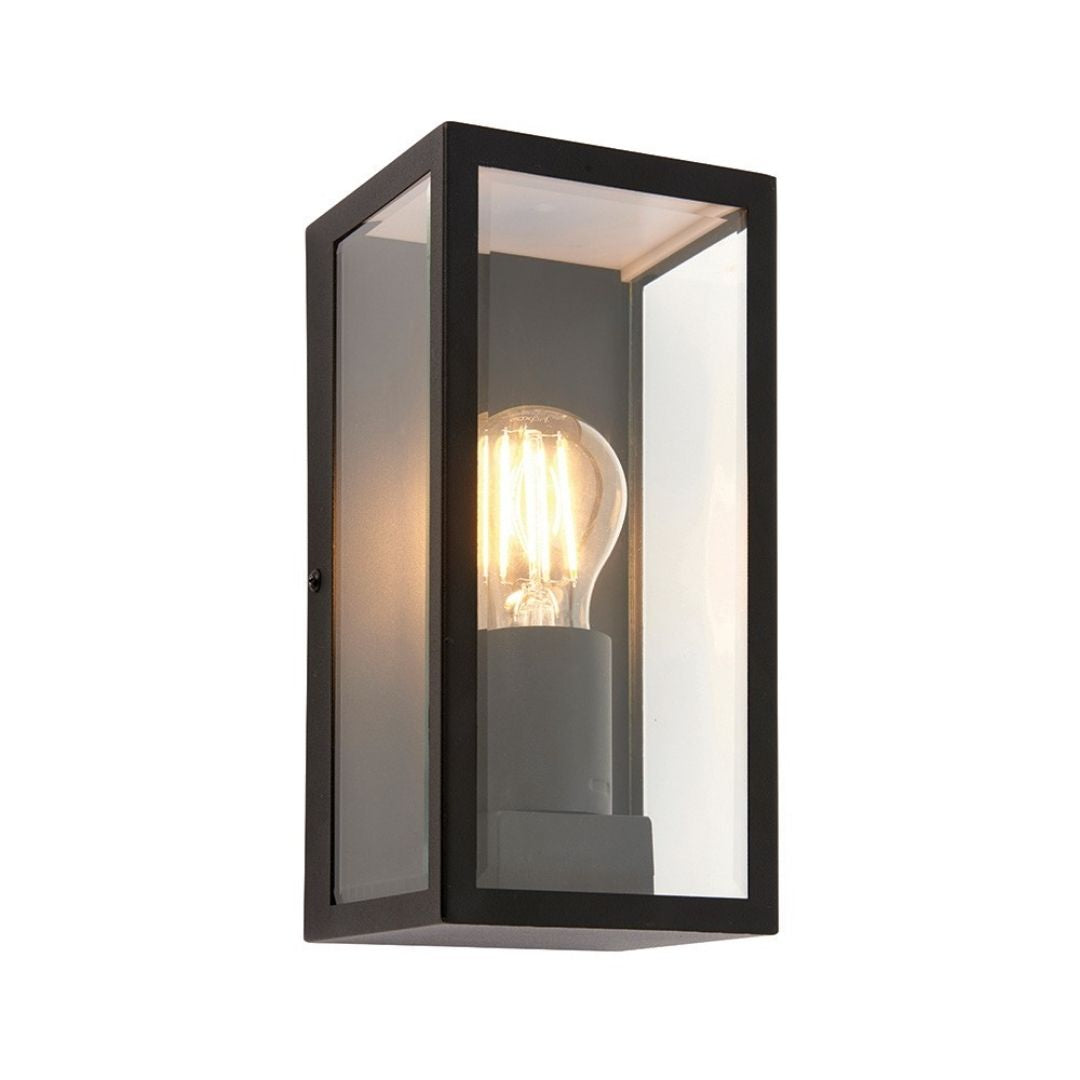 Oxford Matte Black & Glass Outdoor Wall Light