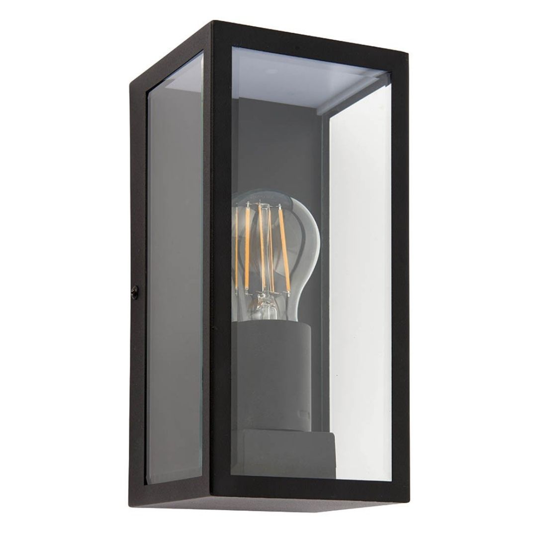 Oxford Matte Black & Glass Outdoor Wall Light