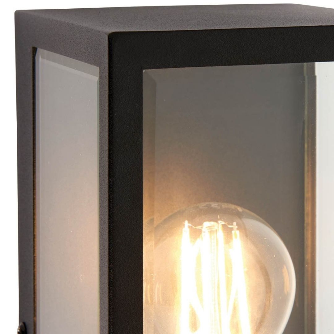 Oxford Matte Black & Glass Outdoor Wall Light