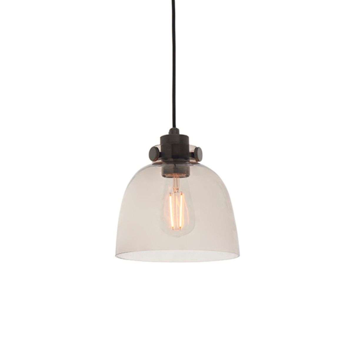 Hoyo Smoked Glass and Black 1 Light Pendant
