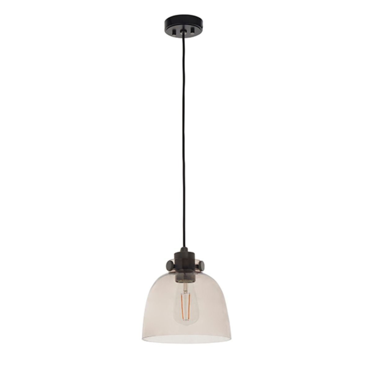 Hoyo Smoked Glass and Black 1 Light Pendant