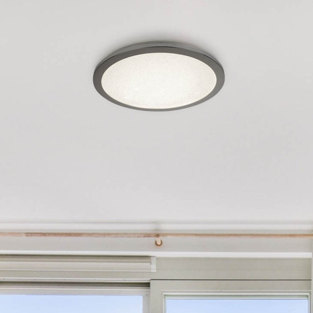Scilly Chrome & Crystal Sand LED Flush Ceiling Light