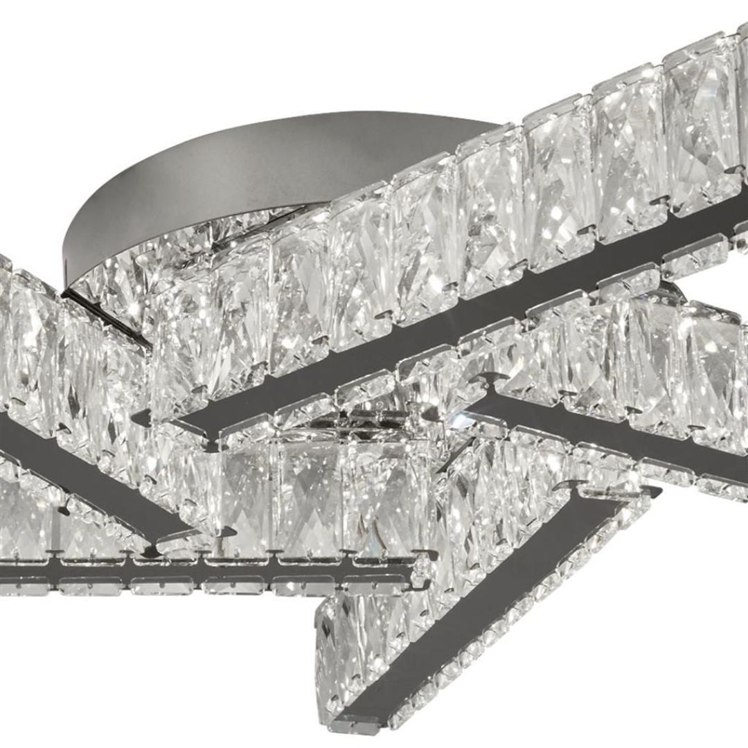 Clover LED 5 Light Polished Chrome & Crystal Flush Ceiling Light