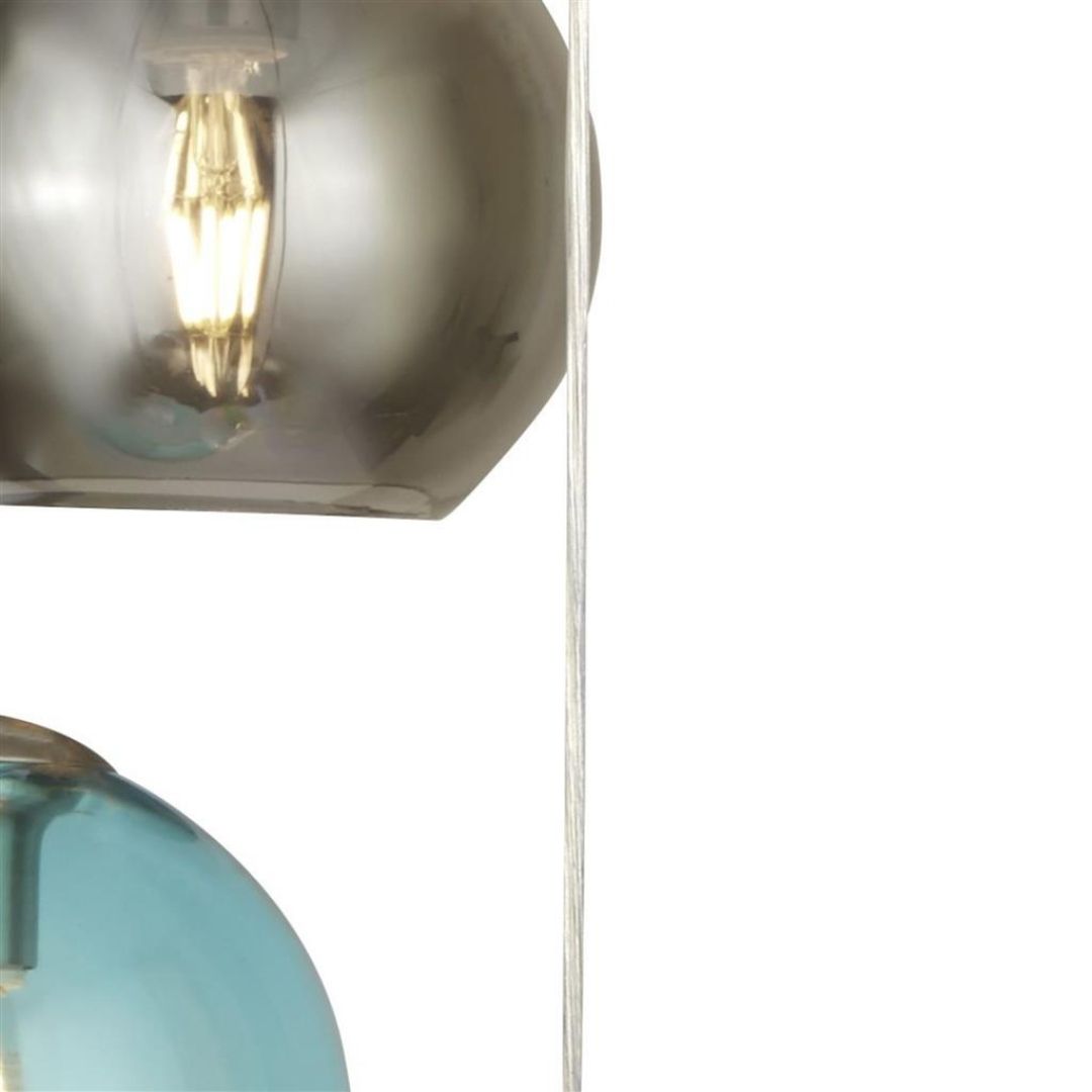 Mardi Gras 5 Light Chrome and Coloured Glass Pendant Ceiling Light