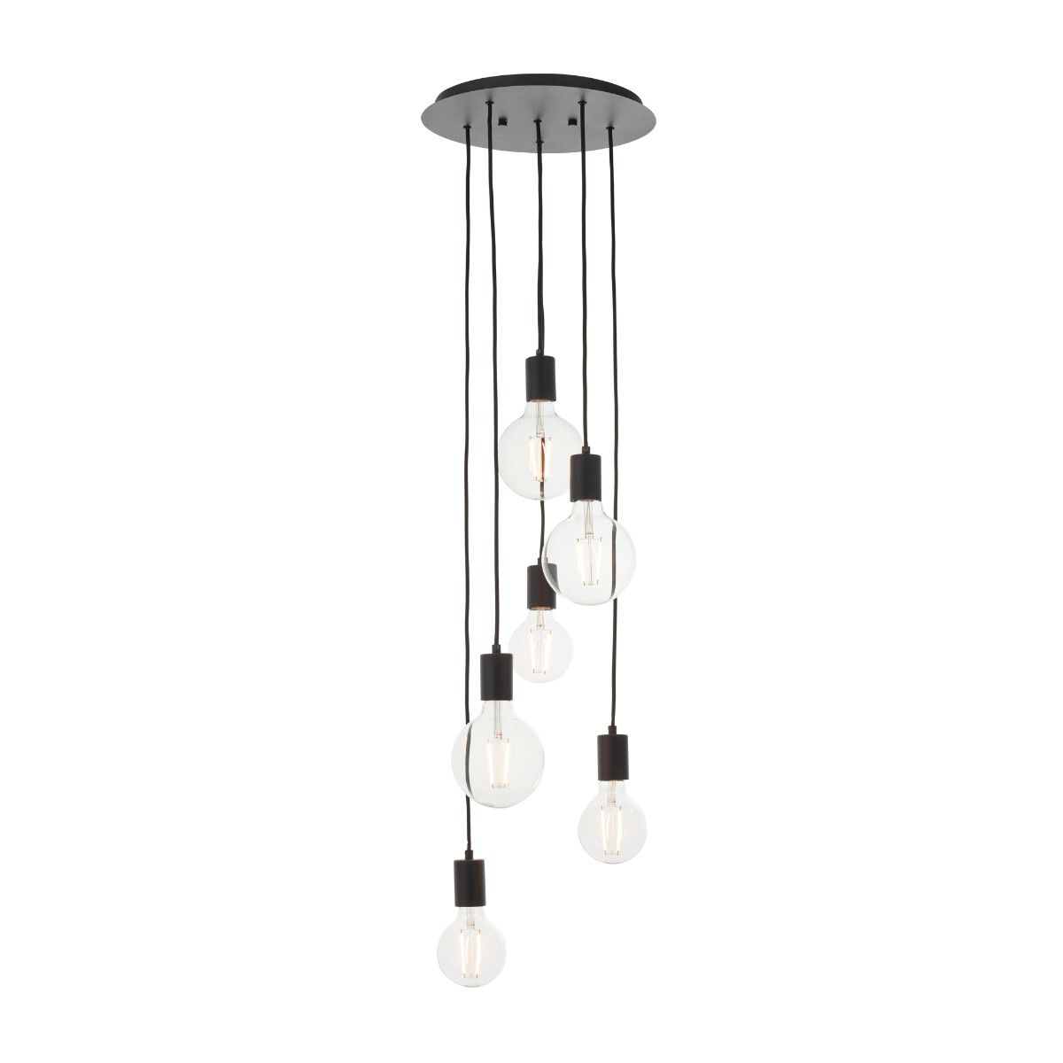 Studio 6 Light Matt Black Ceiling Pendant