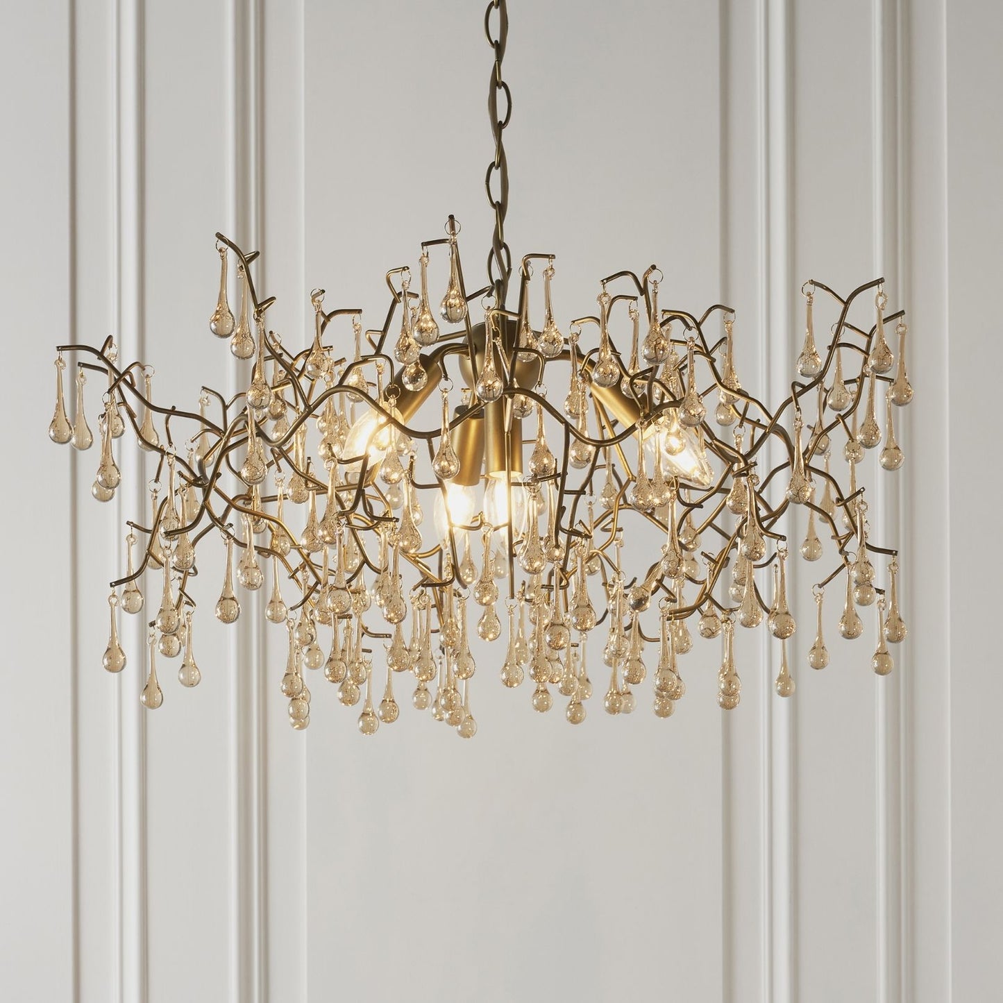 Nightingale 4 Light Gold & Glass Pendant Ceiling Light