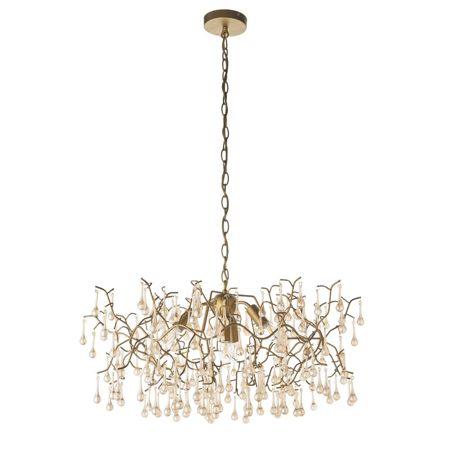 Nightingale 4 Light Gold & Glass Pendant Ceiling Light