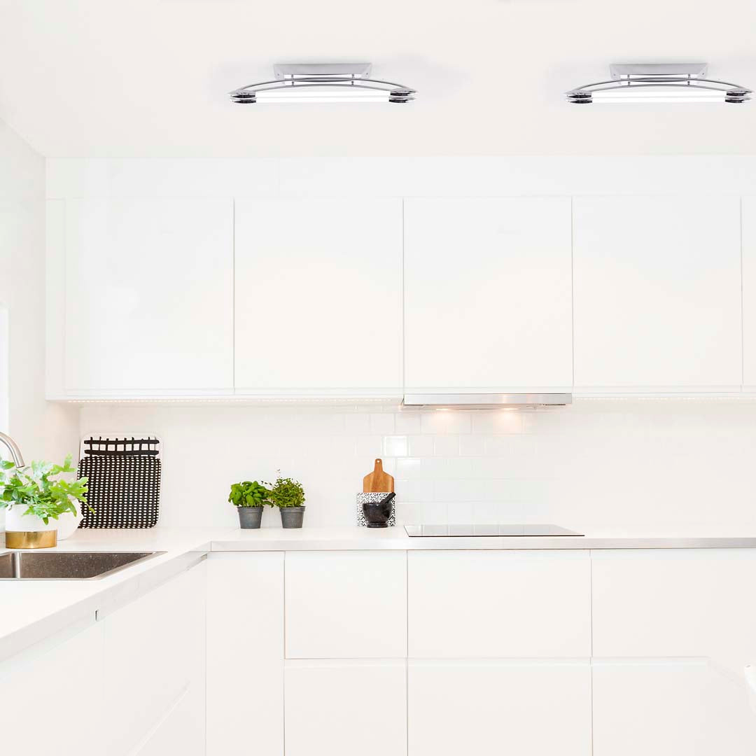 Harper 2 Light Chrome & Opal Glass LED Flush Ceiling Light Small