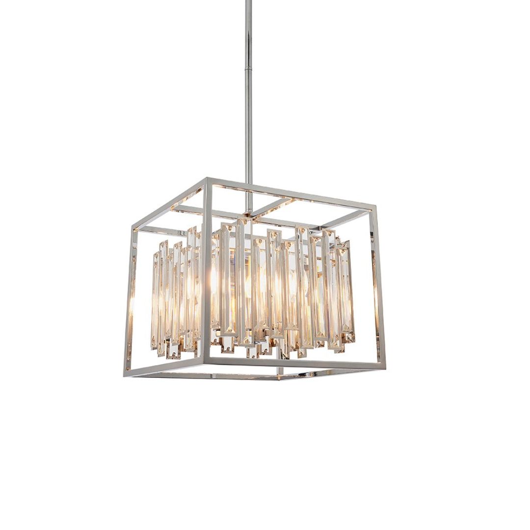 Acadia Polished Chrome and Crystal 4 Light Pendant Ceiling Light
