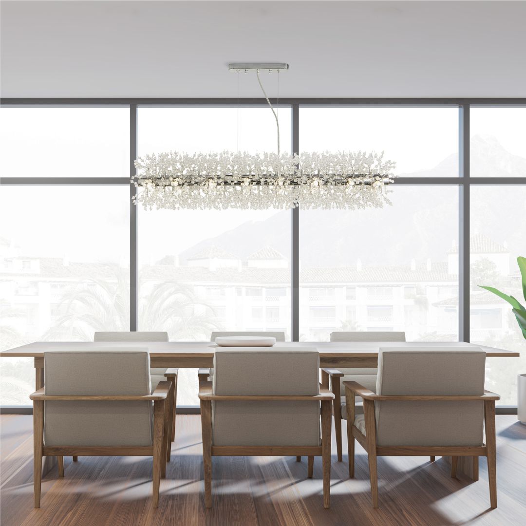 Sunburst 16 Light Polished Chrome and Glass Bar Pendant Light