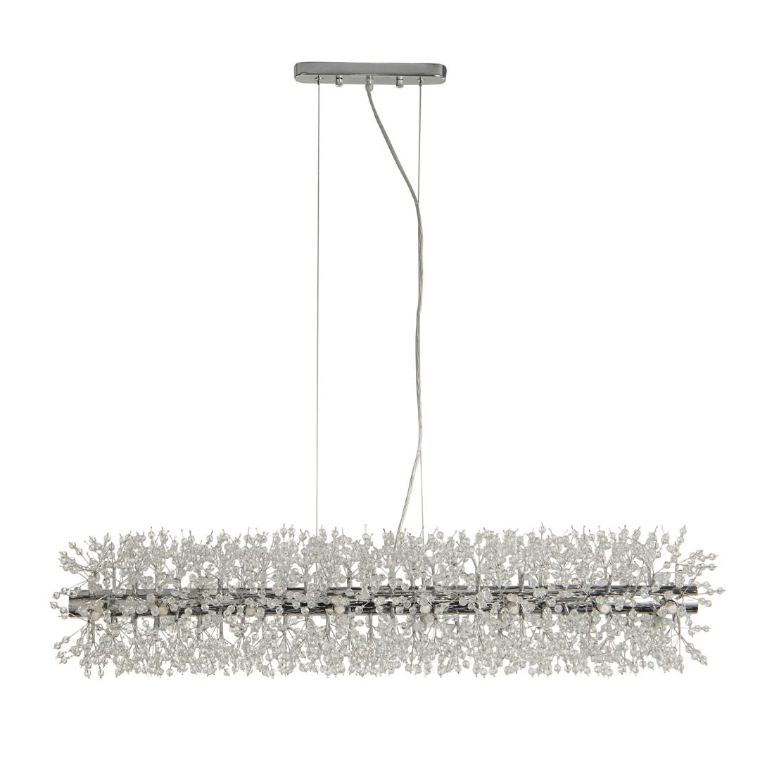 Sunburst 16 Light Polished Chrome and Glass Bar Pendant Light
