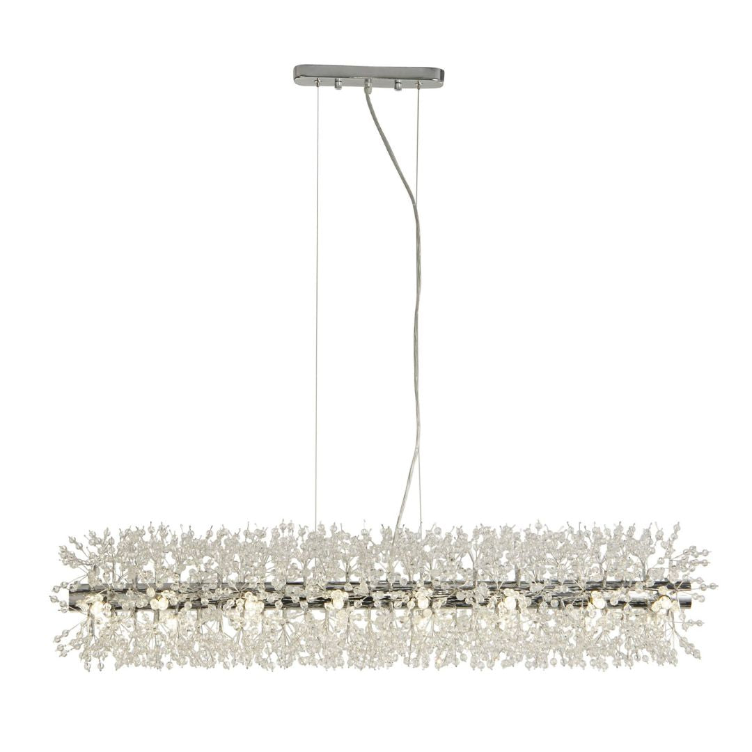 Sunburst 16 Light Polished Chrome and Glass Bar Pendant Light