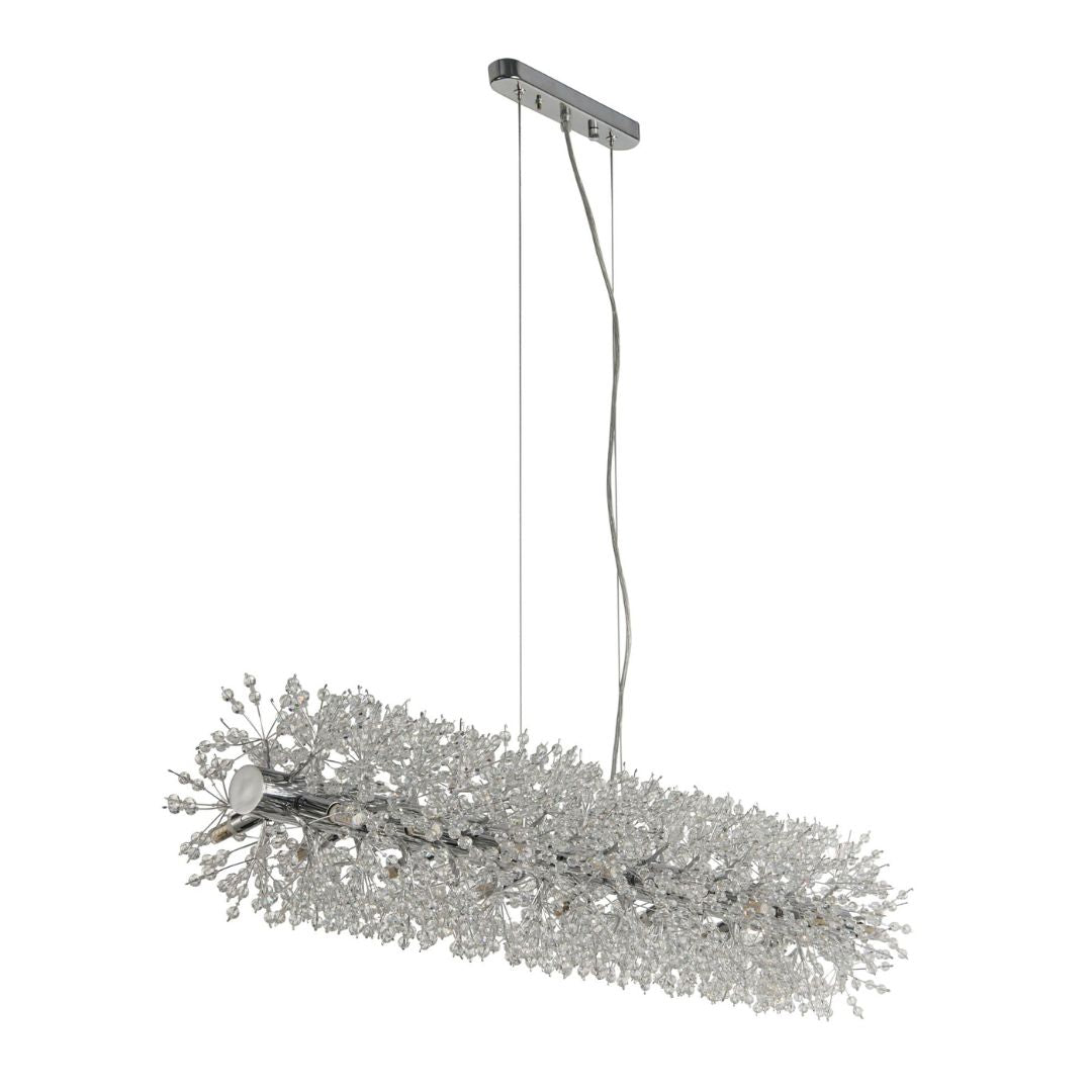 Sunburst 16 Light Polished Chrome and Glass Bar Pendant Light