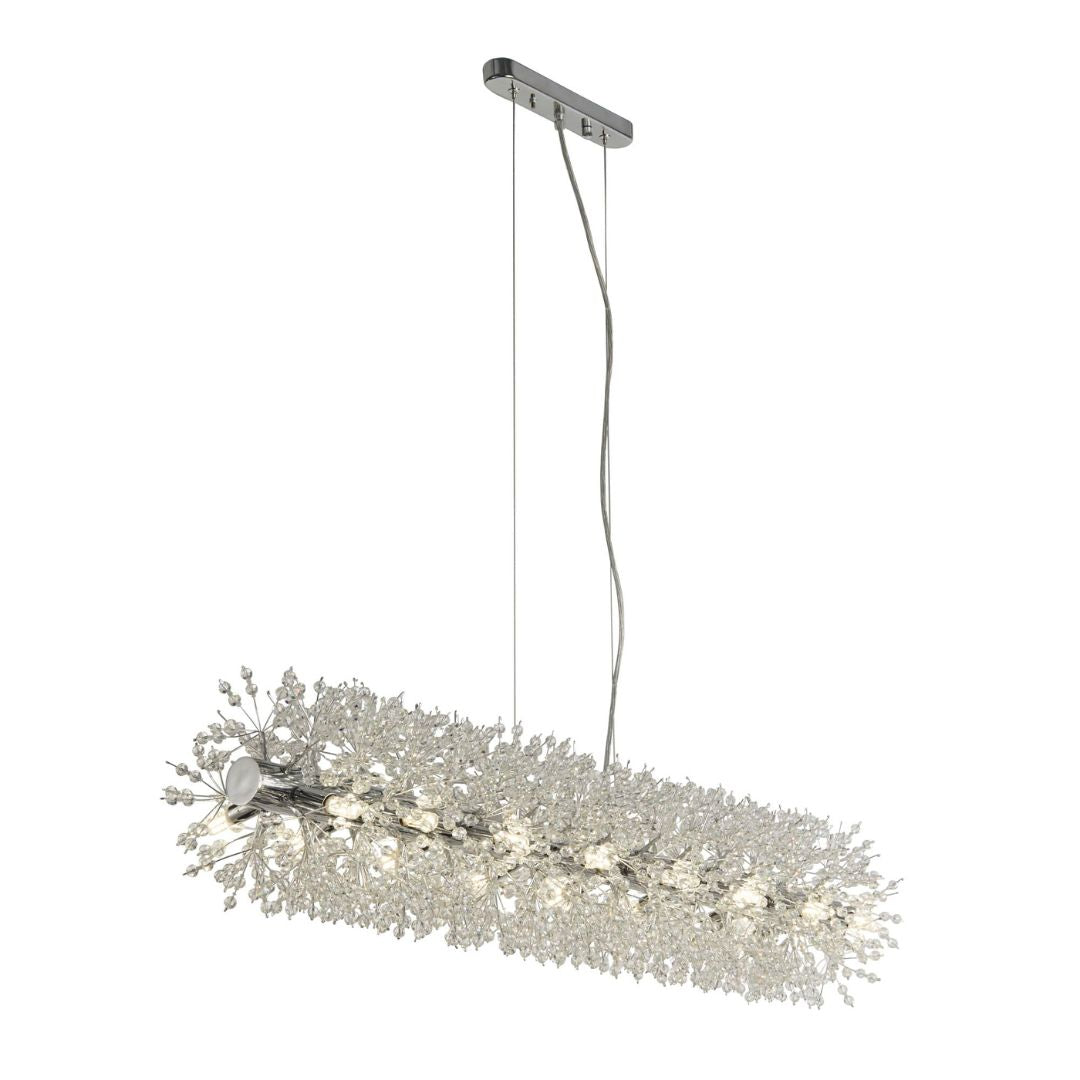 Sunburst 16 Light Polished Chrome & Glass Ceiling Pendant Bar