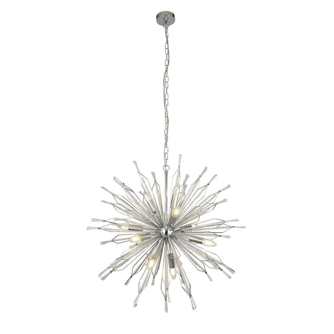Starburst Chrome 10 Light Ceiling Pendant