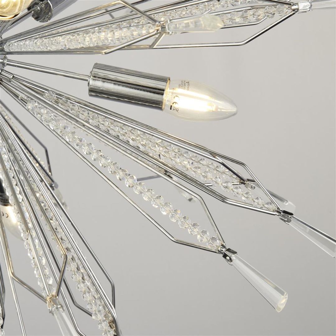 Starburst Chrome 10 Light Ceiling Pendant
