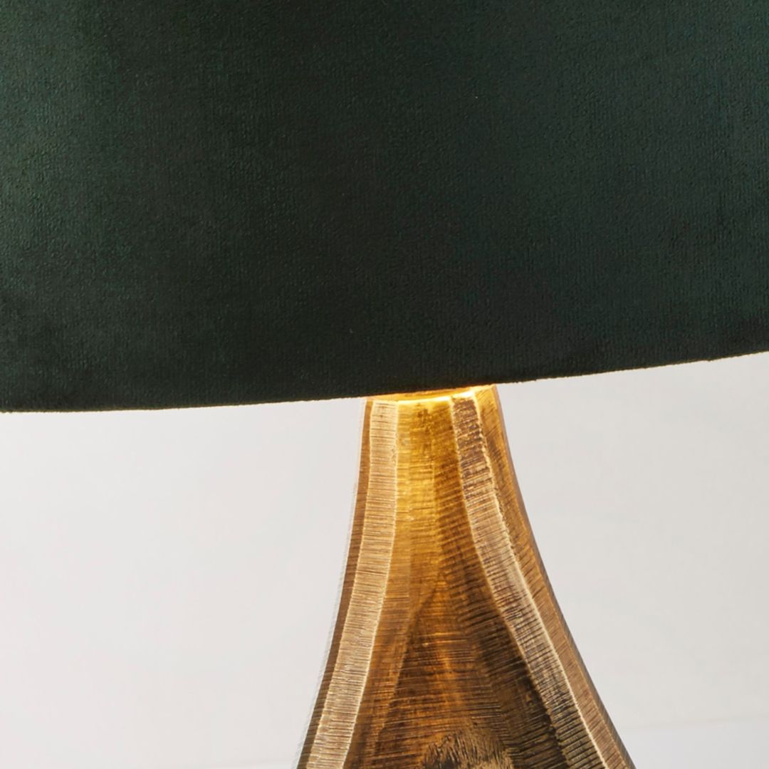 Bucklow Antique Brass Table Lamp with Green Velvet Shade